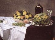 Edouard Manet Stilleben with melon and peaches painting